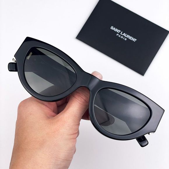 Saint Laurent SLM94 001 BRAND NEW Sunglasses Black Grey Cat Eye Women - Picture 2 of 15